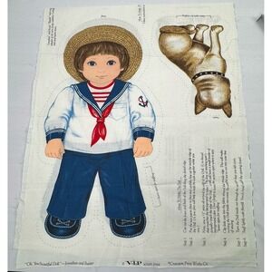 VTG 90s Cranston Jonathan & Buster Dog Fabric Panel Cut&Sew Stuffed Doll‎ Pillow